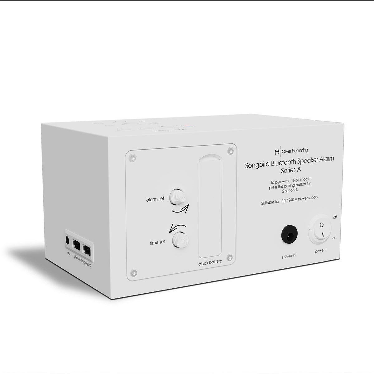 Downtown White Songbird Bluetooth Speaker Alarm Clock - DW5S2W