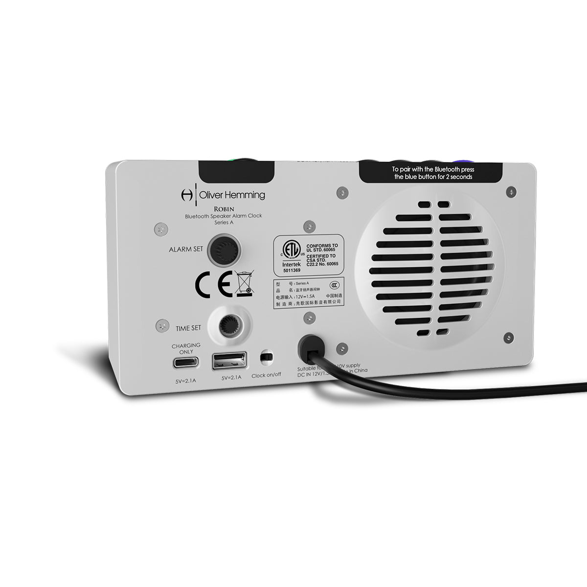 A Pair of Silver Robin Bluetooth Speaker Alarm Clock - RS4S5W