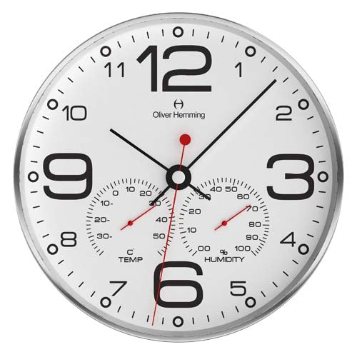 Brushed stainless steel Weather Station Clock - W300SB51WTB