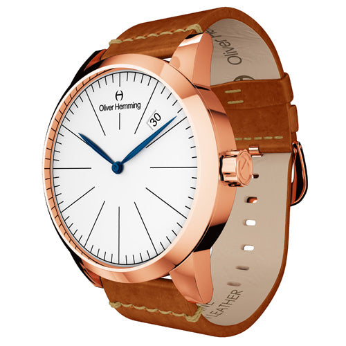 Rose Gold Grand Date with tan strap - WT17R76WVT