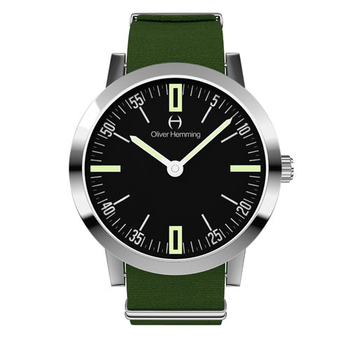 Louis - Stainless Steel with green army nylon strap - WT18S45BANC