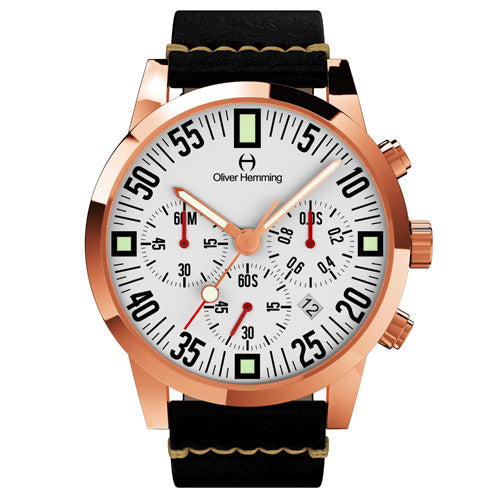 Rose Chronograph with black leather + Date - WTC17R80WVB