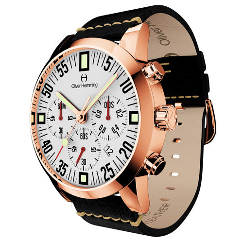 Rose Chronograph with black leather + Date - WTC17R80WVB