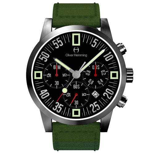 Brushed Chronograph with green nylon strap - WTC17SB80BAN