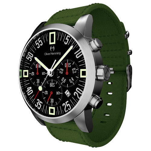 Brushed Chronograph with green nylon strap - WTC17SB80BAN