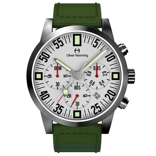 Brushed Chronograph with Green Nylon Strap- WTC17SB80WAN