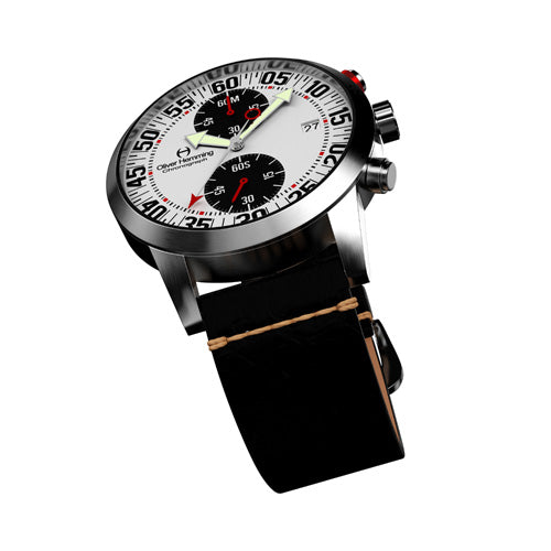 Brushed Sport Chronograph with Black Leather Strap - WTC17SB81WBVB