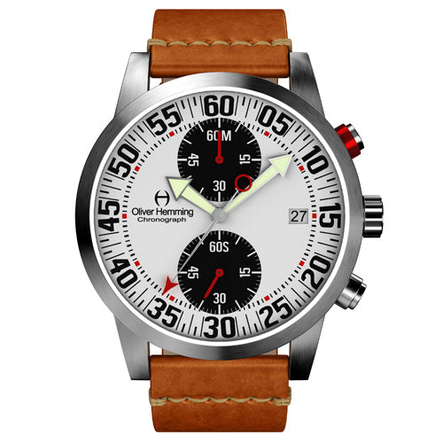 Brushed Sport Chronograph with Tan Leather Strap - WTC17SB81WBVT