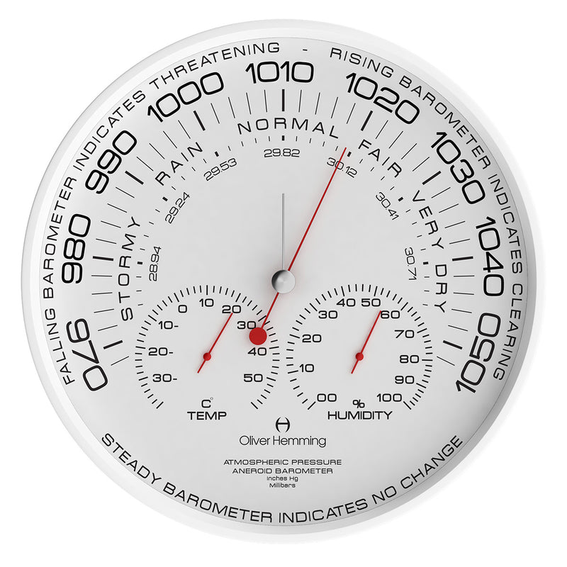 Matt White 30cm Simplex Barometer - W300W105W