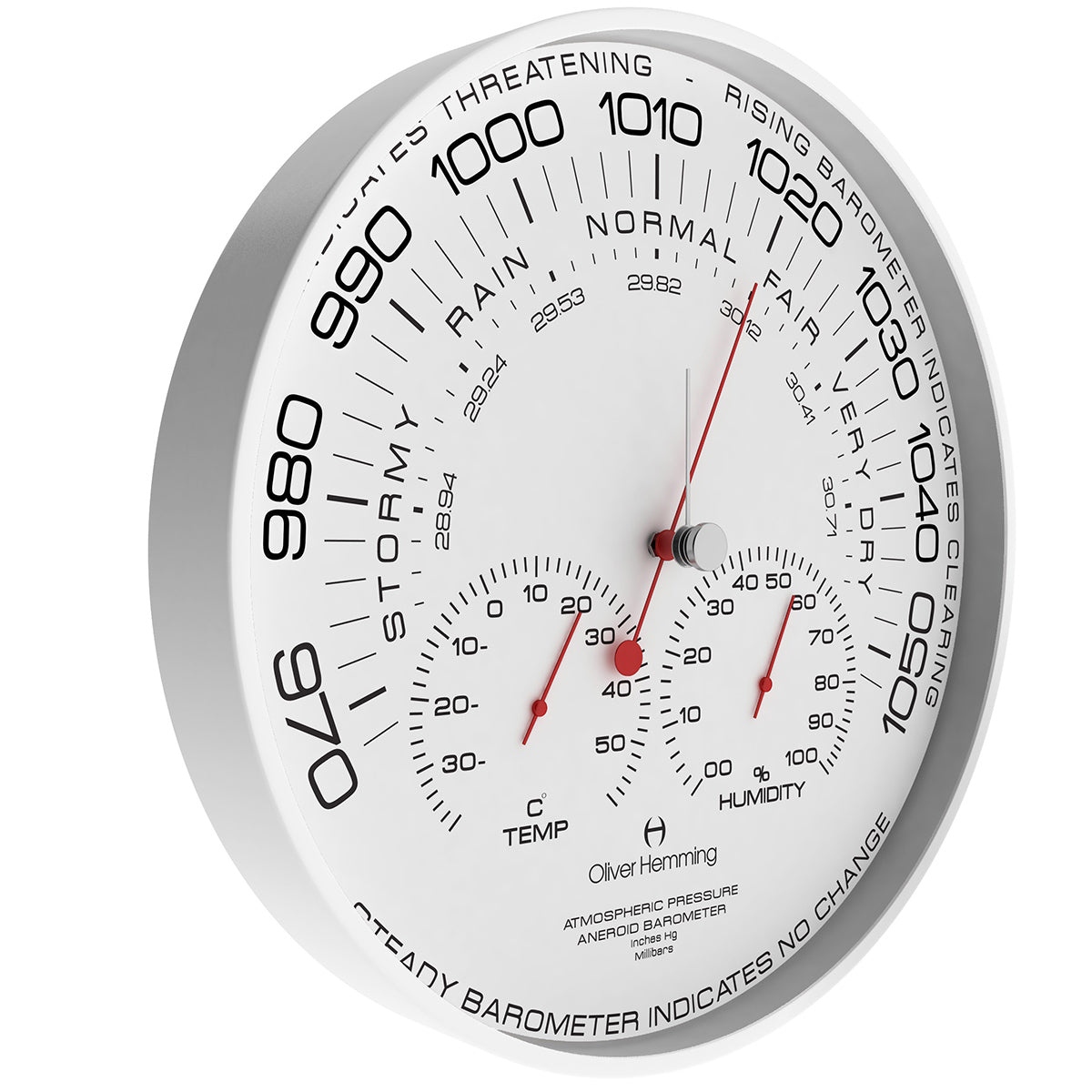 Matt White 30cm Simplex Barometer - W300W105W