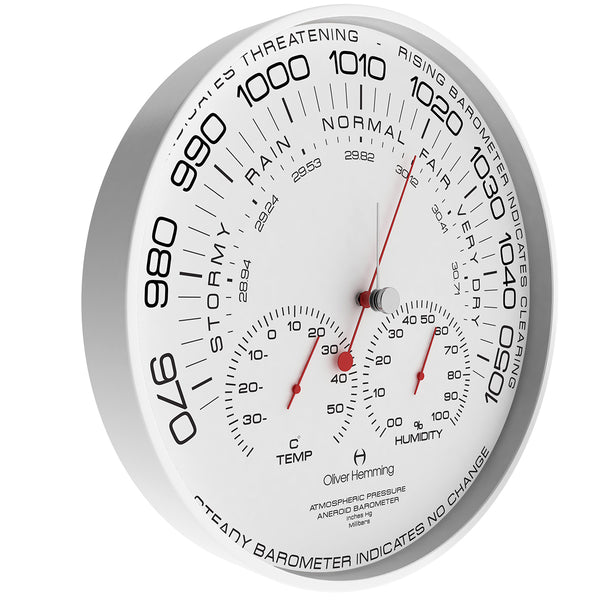 Matt White 30cm Simplex Barometer - W300W105W