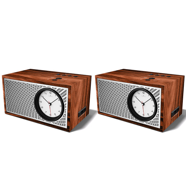 A Pair of Downtown Ebony Songbird Bluetooth Speaker Alarm Clocks - DE4S5W