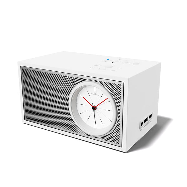 A Pair of Downtown White Songbird Bluetooth Speaker Alarm Clock - DW5S2W