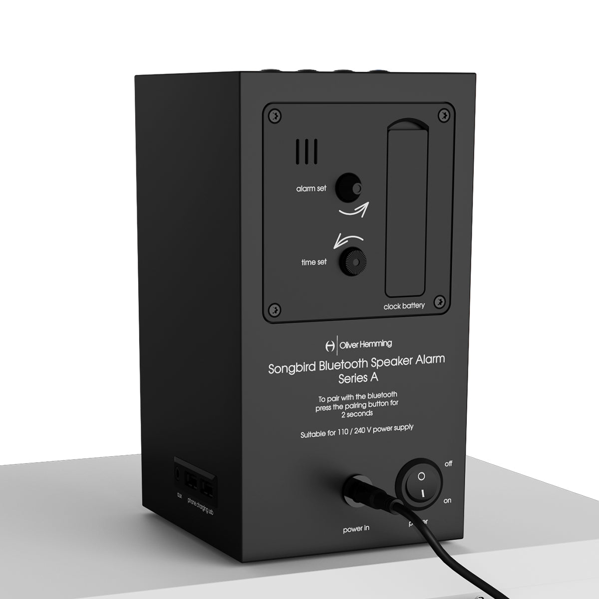 Uptown Black Songbird Bluetooth Speaker Alarm Clock - UB5B85W