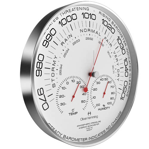 Brushed stainless steel 30cm Simplex Barometer - W300SB105W