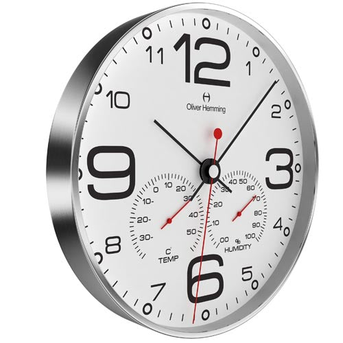 Brushed stainless steel Weather Station Clock - W300SB51WTB
