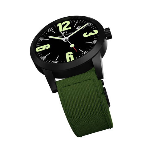 Black Grand Stainless Date with Green Nylon Strap - WT17B66BAN