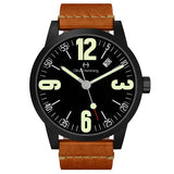 Black Grand Stainless Date with tan strap - WT17B66BVT