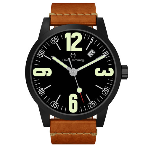 Black Grand Stainless Date with tan strap - WT17B66BVT