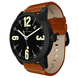 Black Grand Stainless Date with tan strap - WT17B66BVT