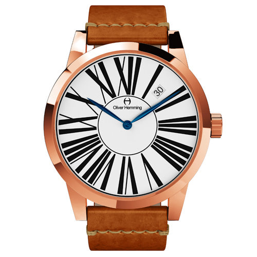 Rose Gold Grand Stainless Date with tan strap - WT17R53WVT