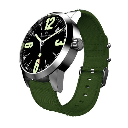Brushed Grand Date with green nylon strap - WT17SB66BAN