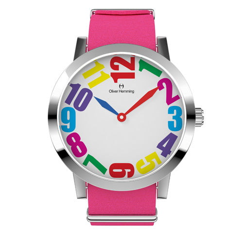 Louis - Stainless Steel with pink nylon strap - WT18S20CPNC