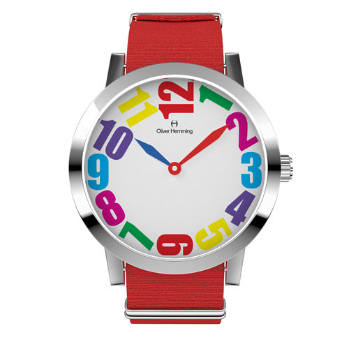 Louis - Stainless Steel with  Red nylon strap - WT18S20CRNC