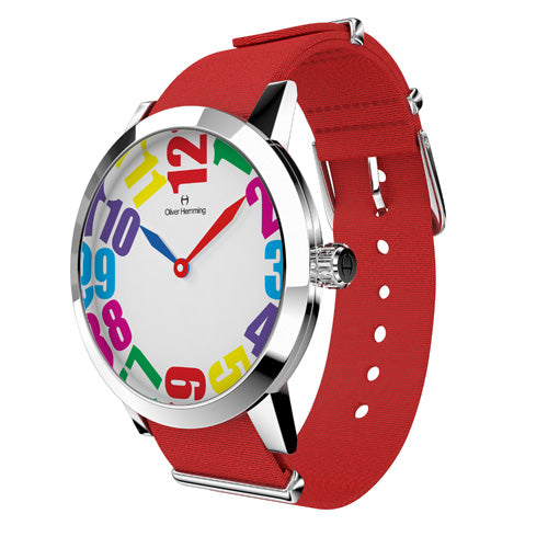 Louis - Stainless Steel with  Red nylon strap - WT18S20CRNC