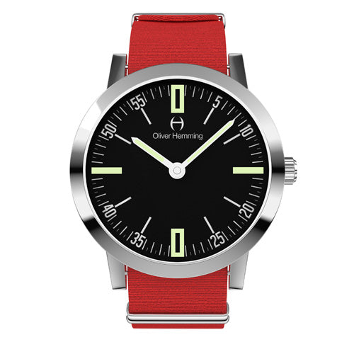 Louis - Stainless Steel with red nylon strap - WT18S45BRNC