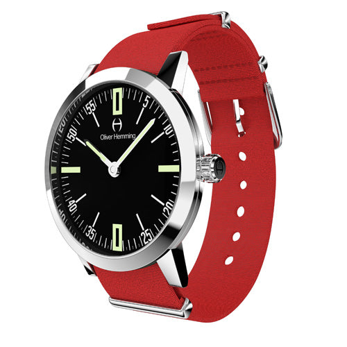 Louis - Stainless Steel with red nylon strap - WT18S45BRNC