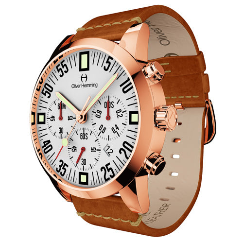 Rose Chronograph with tan leather + Date - WTC17R80WVT