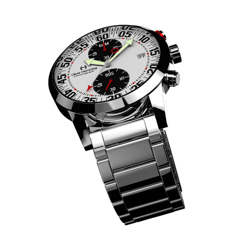 BMW M UHR Watch Chrono Chronograph Metal Strap Red with Black Face
