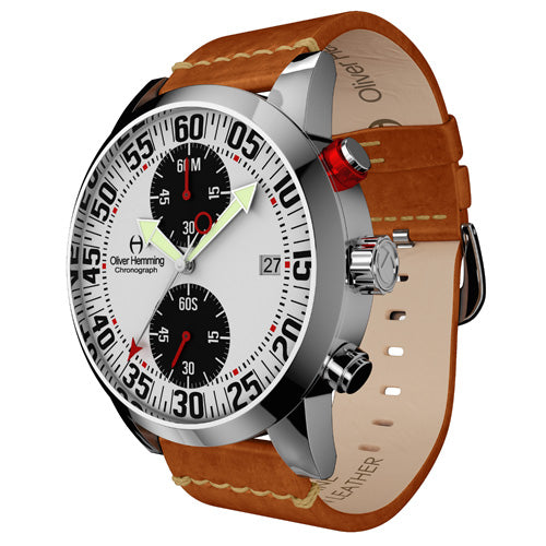 Polished Sport Chronograph with Tan Leather Strap - WTC17S81WBVT