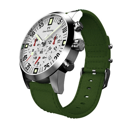 Brushed Chronograph with Green Nylon Strap- WTC17SB80WAN