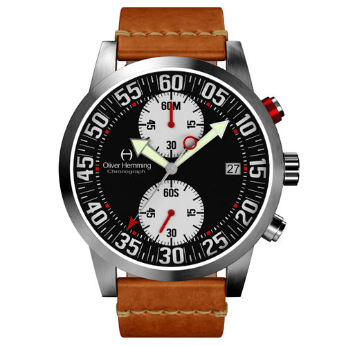 Brushed Sport Chronograph with Tan Leather Strap - WTC17SB81BWVT