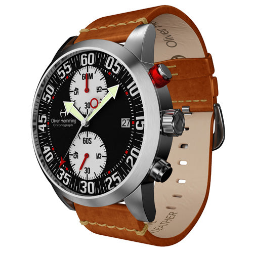 Brushed Sport Chronograph with Tan Leather Strap - WTC17SB81BWVT